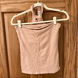 Heart & hips pink tube top with neck choker size M